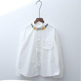 Embroidery Collar Frilled Blouse
