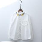 Embroidery Collar Frilled Blouse