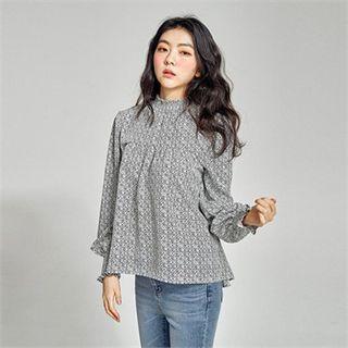 Smocked-trim Patterned Top