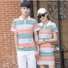Couple Matching Stripe Short-sleeve Polo Shirt / Polo Minidress