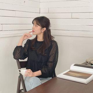Dot Chiffon Peplum Blouse