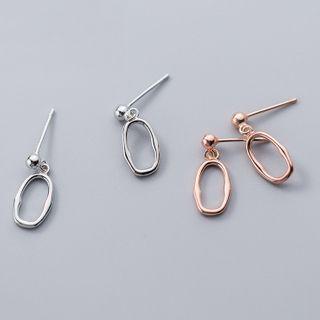 925 Sterling Silver Cutout Oval Dangle Earrings