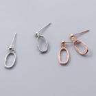 925 Sterling Silver Cutout Oval Dangle Earrings