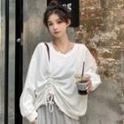 Drawstring Cut-out Sweatshirt