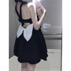 Sleeveless Bow-accent Open-back Dress