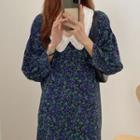 Floral Long-sleeve Dress Dress - One Size