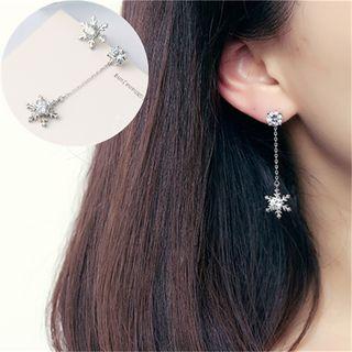 Rhinestone Snowflake Non-matching Earring