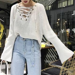 Lace Up Chunky Knit Sweater