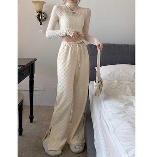 Cutout Wide Leg Pants / Long-sleeve Top