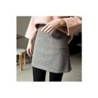 Houndstooth Wool Blend A-line Mini Skirt