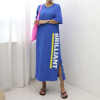 Brilliant Printed Long T-shirt Dress