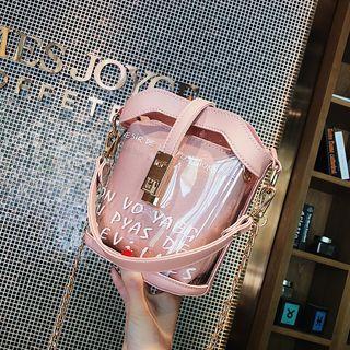Lettering Pvc Bucket Bag With Pouch