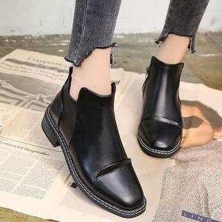 Faux Leather Paneled Chelsea Ankle Boots