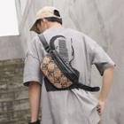 Faux Leather Lettering Sling Bag Lettering Puzzle - Khaki - One Size