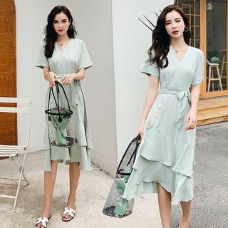 Irregular Hem Short-sleeve A-line Dress