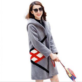 Printed Furry Hooded Coat