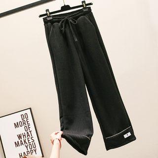 Cat Applique Knit Wide-leg Pants