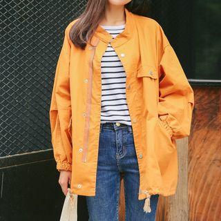 Drawstring Hem Utility Jacket Earth Yellow - One Size