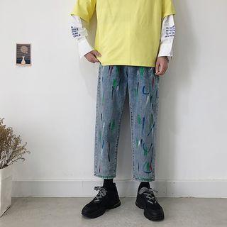 Paint Splatter Straight Cut Jeans
