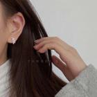 Rhinestone Leaf Stud Earring 1 Pair - Silver - One Size