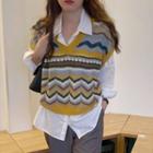 Patterned Knit Vest Yellow - One Size