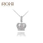 Rhinestone Crown Pendant Necklace Silver - One Size