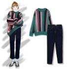 Striped Sweater / Harem Jeans