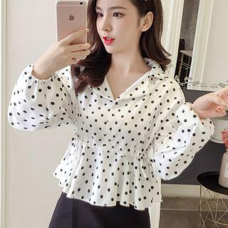 Drawstring Dotted Blouse