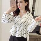 Drawstring Dotted Blouse