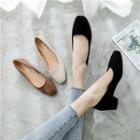 Plain Faux Suede Low Heel Pumps