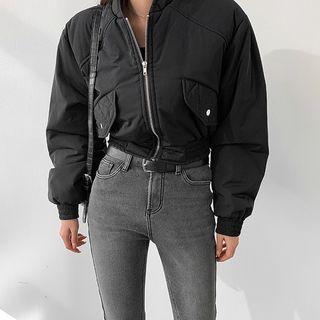 Flap Cropped Padded Flight Jacket