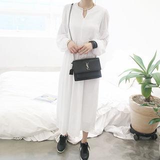 Cutout-neckline A-line Long Dress