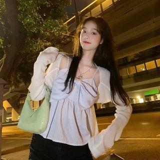 Spaghetti Strap Bow Accent Top / Jacket