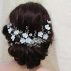 Wedding Flower Faux Pearl Hair Comb Blue - One Size