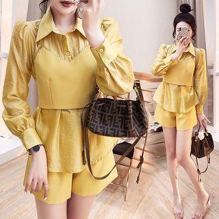 Set: Mock Two Piece Blouse + Shorts