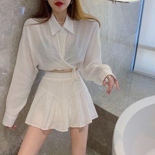 Crop Shirt / Mini A-line Skirt