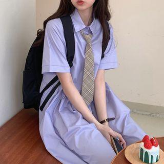 Short-sleeve Shirt Dress / Neck Tie / Set