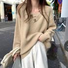 Drop Shoulder Plain Sweater
