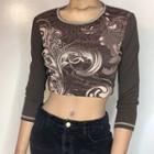 3/4 Sleeve Floral Print Crop Top