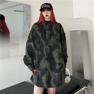 Long-sleeve Tie-dye Oversized Shirt