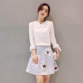 Set: 3/4-sleeve Top + A-line Skirt