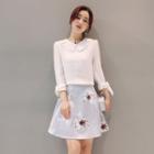 Set: 3/4-sleeve Top + A-line Skirt