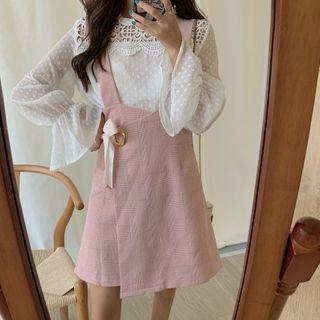 Lace Trim Blouse / Suspender A-line Skirt