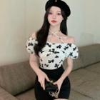 Cold-shoulder Floral Print Blouse / Shorts