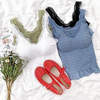 Lace Hem Plain Tank Top