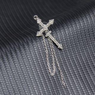 Rhinestone Sword Single Earring 1pc - Silver - One Size