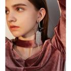 Non-matching Rhinestone Cut-out Star Earring 1 Pair - 925 Silver - Silver - One Size