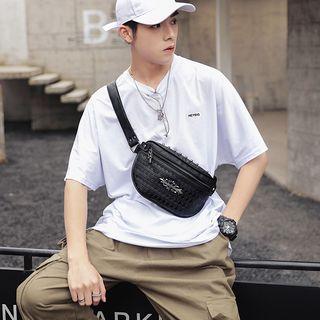 Studded Faux Leather Belt Bag Black - One Size