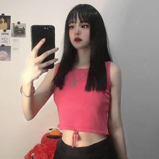 Drawstring Hem Cropped Tank Top