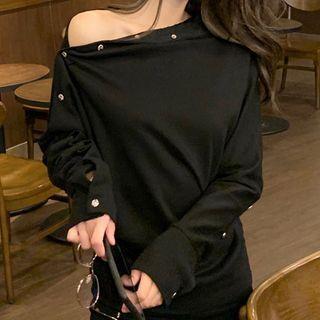 Button Sweatshirt Black - One Size